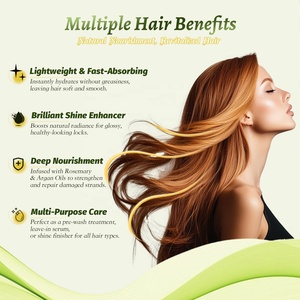 Huile capillaire réparatrice anti-chaleur végane biologique pressée à froid à l'huile d'argan et au romarin 100 % naturelle, marque privée, qui rehausse la brillance - Product Image 3