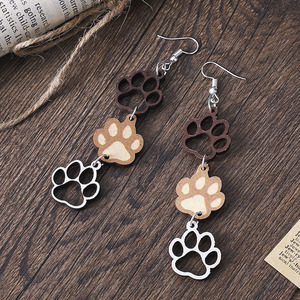 Pendientes de madera Kitty Paw Prints con pendientes colgantes para mujer Uionen 923 - Product Image 3
