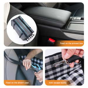 Kleines Auto-Haustierbett Modernes Rechteckiges Rucksack-Bett Komfortables Sicheres Katzen- und Hundebett Höhle für Alle Jahreszeiten Kariertes Muster Leinen Modisch - Product Image 3