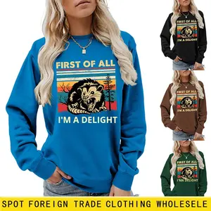 Felpa con Cappuccio Casual da Donna 'First of All I'm Delighted' per Autunno e Inverno, Manica Regolare, Stampa con Colletto Abbottonato - Product Image 6