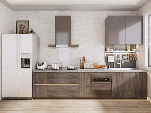 Cuisine américaine en placage de bois, armoires en mélamine, prix direct d'usine, sans chocs - Product Image 3