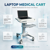 Carrito Médico con Cajón de Almacenamiento, Estación de Trabajo Móvil para Laptop con Ruedas para Hospital y Estación de Enfermería