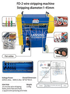 Lansing FD-2 Draadstripper Machine 1200kg/dag Kabelafstripmachine Stripper Dubbele Lagen 29 Messen Afvalkabel Separator - Product Image 4