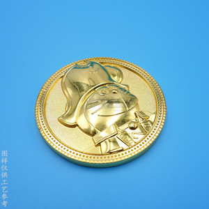 Pièce commémorative Doraemon en alliage plaqué or, médaille de collection 3D en relief, dérivé de l'animation japonaise - Product Image 1