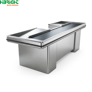 Wood Grain <b>Checkout</b> <b>Counter</b> Retail Cashier Desk POS <b>Counter</b> for Supermarket Store - Product Image 4