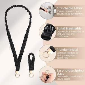 Al por mayor: Set de cordones profesionales de satén tipo scrunchie para uso doble (cuello largo y muñeca corta), con llaveros y soporte elástico para tarjetas de identificación - Product Image 3