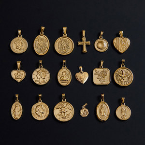 Amuletos Religiosos Impermeables al por Mayor, Chapados en Oro de 14k y 18k, Amuletos de Acero Inoxidable 316l para Pulseras, Collares y Fabricación de Joyería - Product Image 1