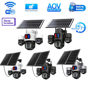 Telecamera di Sicurezza Wireless 6MP con 3 Schermi, Alimentata a Pannello Solare, 3 Obiettivi, WiFi, per Esterni, Telecamera CCTV Solare - Product Image 1