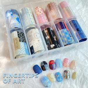 TSZS estilo coreano pintado a mano Graffiti <span class=keywords><strong>manicura</strong></span> transferencia <span class=keywords><strong>pegatinas</strong></span> punto Plaid patrón lindo ilustración uñas láminas <span class=keywords><strong>pegatinas</strong></span> - Product Image 1