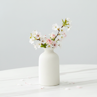 ARM LVG Ensemble de 3 vases en céramique blanche, élégants et minimalistes, en porcelaine, à motif floral, pour la décoration intérieure, style nordique, texture crème subtile