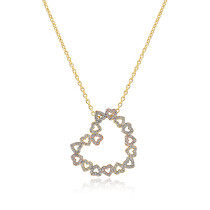 卸売ファッションOEMブランドジュエリー中国工場カスタム女性ハートゴールドジュエリー結婚披露宴かわいい素敵なネックレスペンダント - Product Image 6