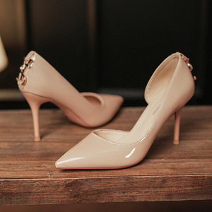 Escarpins à talon aiguille et bout pointu, chaussures de bureau pour femme, couleur unie, avec boucle décorative, doublure en PU, tendance mode 6687-1 - Product Image 1