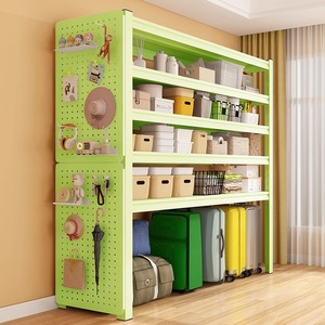 Multi Tier Floor Standing <b>Storage</b> Rack 5 Layers Adjustable Pegboard Shelf For Home Office Bookcase Organizer Rectangle Shape - Product Image 2