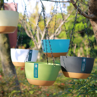 P424 Ensemble de jardinières suspendues en plastique pour intérieur et extérieur avec trou de drainage pour la décoration de jardins, maisons et centres commerciaux - Léger