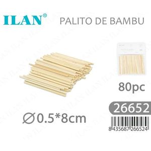 Bastoncini di bambù Iln 0,5x8 cm 80 pezzi per artigianato e cucina - Product Image 1