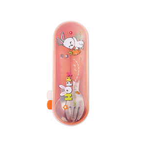 304 acier inoxydable bébé complément alimentaire cuillère fourchette ensemble enfants Portable Ins vaisselle haute valeur radis cuillère fourchette couverts ensemble - Product Image 6