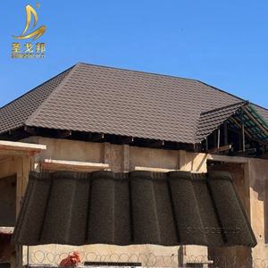 カラー建築建材石で覆われた屋根タイルアルミニウム亜鉛金属屋根曲げシートローマの屋根タイル - Product Image 5