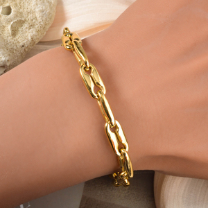 Pulsera de Cadena y Eslabones de Acero Inoxidable con Baño de Oro de 18k, Diseño de Rombo, a la Moda, Venta al por Mayor para Mujer - Product Image 2