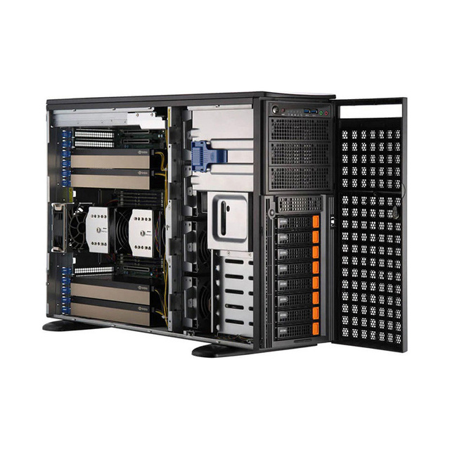 SuperMicro SYS-741GE GPU Server 7U Tower for NV Tesla H100 A100 L40S A5000 PCIE/SXM Nvlink AI Computer Graphics Card Case