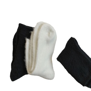Women Fuzzy <b>Socks</b> Mid Calf Cotton White <b>Black</b> Solid Color Warm Breathable Autumn Winter <b>Socks</b> - Product Image 5