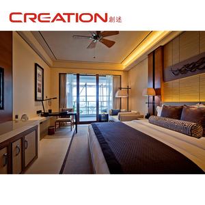 ミッドイースト5つ星モダンホテル家具サプライヤー天然本革木製ベッドフレーム組み合わせナイトスタンド付き - Product Image 3