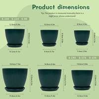 Pots à fleurs contemporains en PP avec trous de drainage, option suspendue, multi-tailles, ensemble de 6 pièces pour plantes d'intérieur