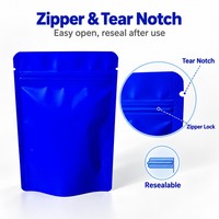 Personnalisé 3.5g 7g holographique personnalisé debout pochette sac avec fermeture éclair découpé Mylar sac avec déchirure encoche sacs alimentaires en plastique