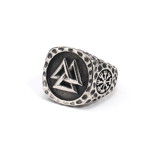 Anello in Acciaio Inossidabile Stile Vichingo Nordico, Anello Chunky con Ancora <span class=keywords><strong>e</strong></span> Runa del Lupo in Titanio, Gioielli per Uomo <span class=keywords><strong>e</strong></span> <span class=keywords><strong>Donna</strong></span> - Product Image 5