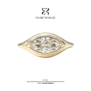 Anello Unisex in Argento Sterling 925 Placcato Oro 18K con Moissanite Taglio Marquise 1CT, Montatura a Griffe, Stile Signet, D VVS1, Supera il Test del Diamante - Product Image 1