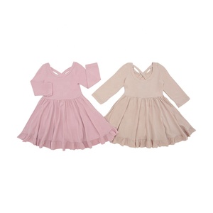 <span class=keywords><strong>Robe</strong></span> de bal à manches longues pour filles, vêtements pour enfants, volants, nœud, technique de teinture unie, col rond, mode pour petites filles, vente chaude - Product Image 1