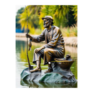 金属製ブロンズ女性人間型アート彫刻床屋外ランプポスト像 - Product Image 6