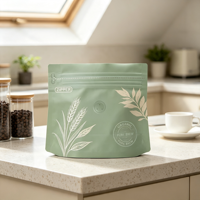 Sacs d'emballage pour café de qualité alimentaire imprimés en gravure personnalisée avec valve de dégazage unidirectionnelle et fermeture éclair en papier kraft et aluminium