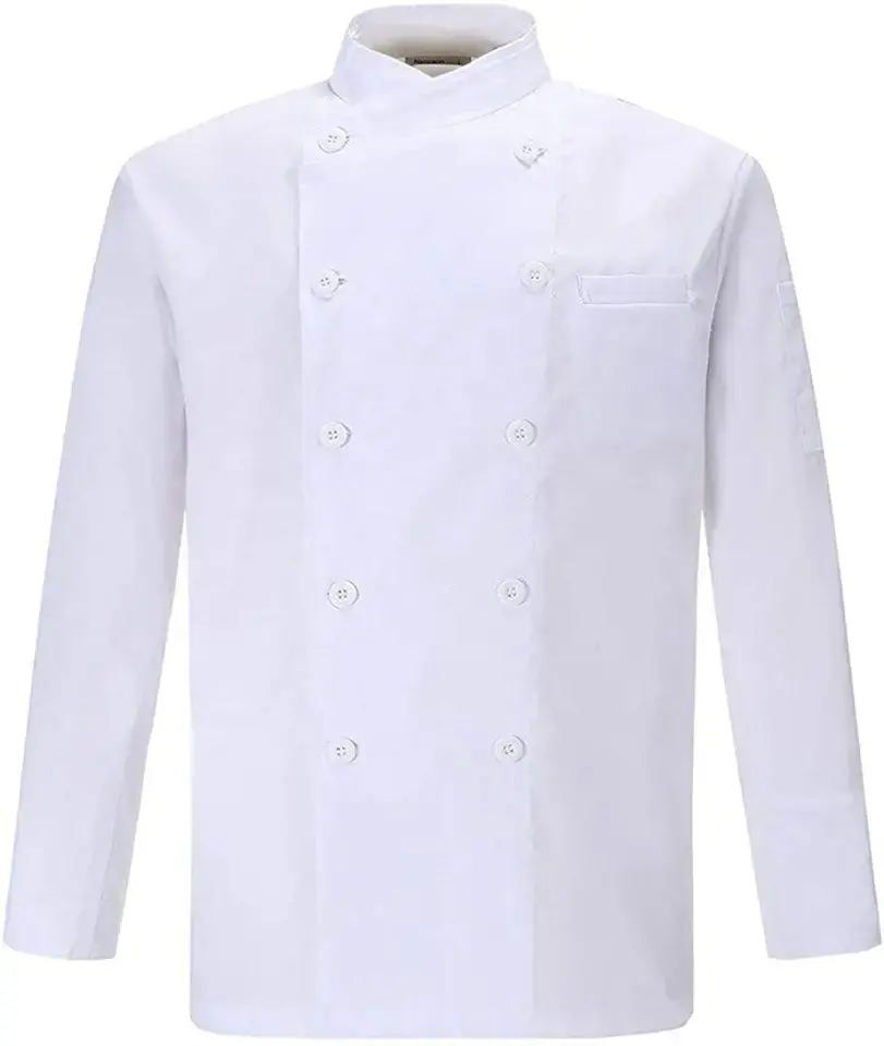 جودة عالية مخصص ملابس العمل ملابس سوداء الشيف موحدة معطف الشيف الأبيض للرجل