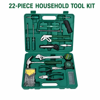 Kit d'outils de réparation domestique 22 pièces, ensemble d'outils manuels de bricolage pour la maison avec étui de transport, marteau, clé à molette, pinces, tournevis, ruban à mesurer