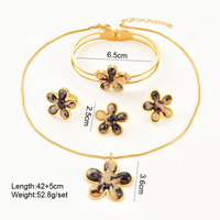 Ensemble de bijoux en acier inoxydable, collier, bracelet, boucles d'oreilles et bague, motif léopard vintage à la mode