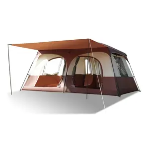 Atmungsaktiv und regenfestes Reise-Campingzelt mit 2 Zimmern großes Familienkabinenzelt für Outdoor-Camping Wandern Backpacking Strand