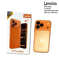 هاتف ذكي جديد تمامًا من Umiio 17 Pro Max بشاشة 5.3 بوصة ويدعم شبكة الجيل الرابع 4G |   3 جيجابايت + 32 جيجابايت |   أندرويد 10 |   كاميرا بدقة 16 ميجابكسل |   2400 مللي أمبير في الساعة |   هواتف محمولة بشريحتين