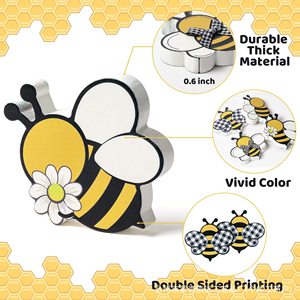 Lot de 4 ornements de bureau en buis sur le thème des abeilles pour chambre d'enfant, décoration intérieure, fabriqué en Chine - Product Image 3