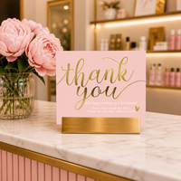 Cartes de remerciement personnalisées rose clair avec script doré pour les commandes de boutique en ligne, ensembles en gros pour insertion dans les emballages