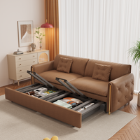 Modernes Ausziehbares Schlafsofa mit Stauraum Multifunktionales Klappbares Stoff-Schlafsofa Luxuriöse Modulare Kombination Hochdichter Schwamm