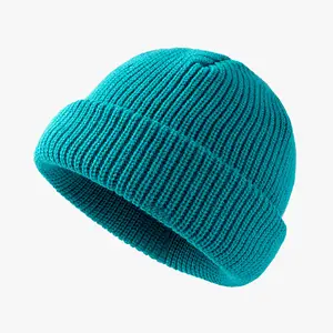 High Quality Winter Customized Beanie Hat 100% Acrylic Warm Knitted Beanie Custom Patch Embroidery Logo