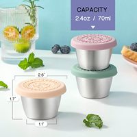 Lot de 8 contenants pour vinaigrette couvercles en silicone étanches tasses à sauce réutilisables en acier inoxydable boîte à bento pique-nique voyage