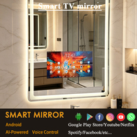 Televisor Inteligente para Baño, Pantalla Táctil Completa Impermeable, Espejo Inteligente para Gimnasio y Hotel, Control por Voz Android