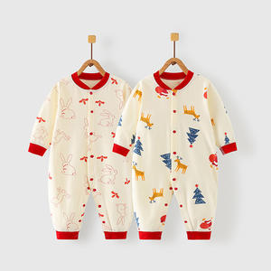 Conjunto de Ropa de Algodón para Bebé Recién Nacido para Primavera, 100% Algodón, Traje de Gateo con Estampado Animal, Algodón Peinado - Product Image 1