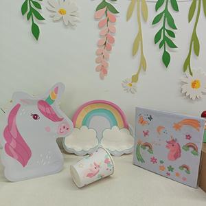 Décoration de fête sur le thème de la licorne DAMAI, assiettes en papier arc-en-ciel jetables, gobelets, serviettes, ensemble de vaisselle, fournitures de fête - Product Image 2