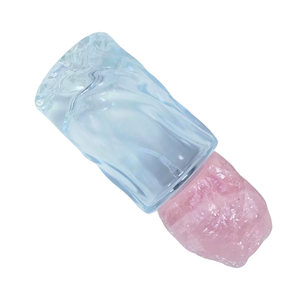 Botella de Vidrio Irregular Decorativa para Fragancias, Vacía, con Tapa de Cristal de Cuarzo Rosa Pulido a Mano - Product Image 1