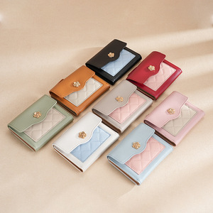 Trendy Korean Style Women's Short Wallet Multi-Card Slot Buckle <b>Purse</b> with Zipper PU Leather Coin Pocket - Product Image 1