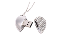 Memoria USB 2.0 con Forma de Corazón, Material de Cristal, Hermosa Memoria USB Personalizada con Diamantes, 8G 16G con Múltiples Capacidades