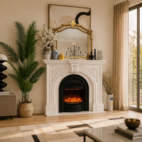 Cheminée électrique décorative en marbre de jade blanc sculpté à la main, design français, pour la décoration de villa