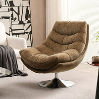 Fauteuil en cuir italien moderne haut de gamme, élégant et luxueux, marron, pour salon, vente en gros, fauteuil de détente pivotant et confortable